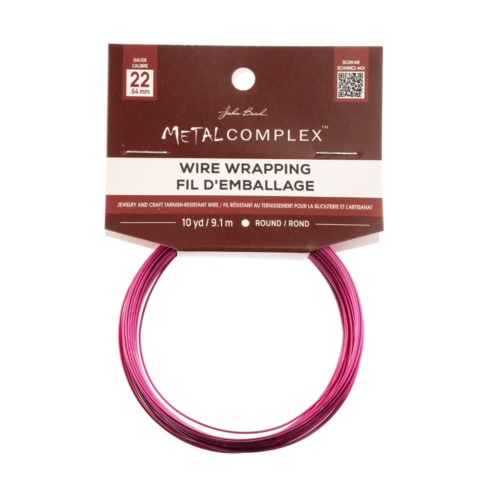 Metal Complex Colored Copper Wire No- Tarnish Medium 22ga (0.64mm) 30ft (9.144m) Magenta"