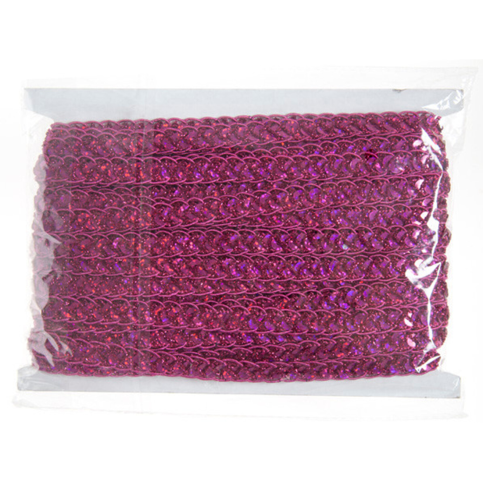 Sequin 6mm Round Trim Fuchsia Hologram (15mm Wide) apx 20yd