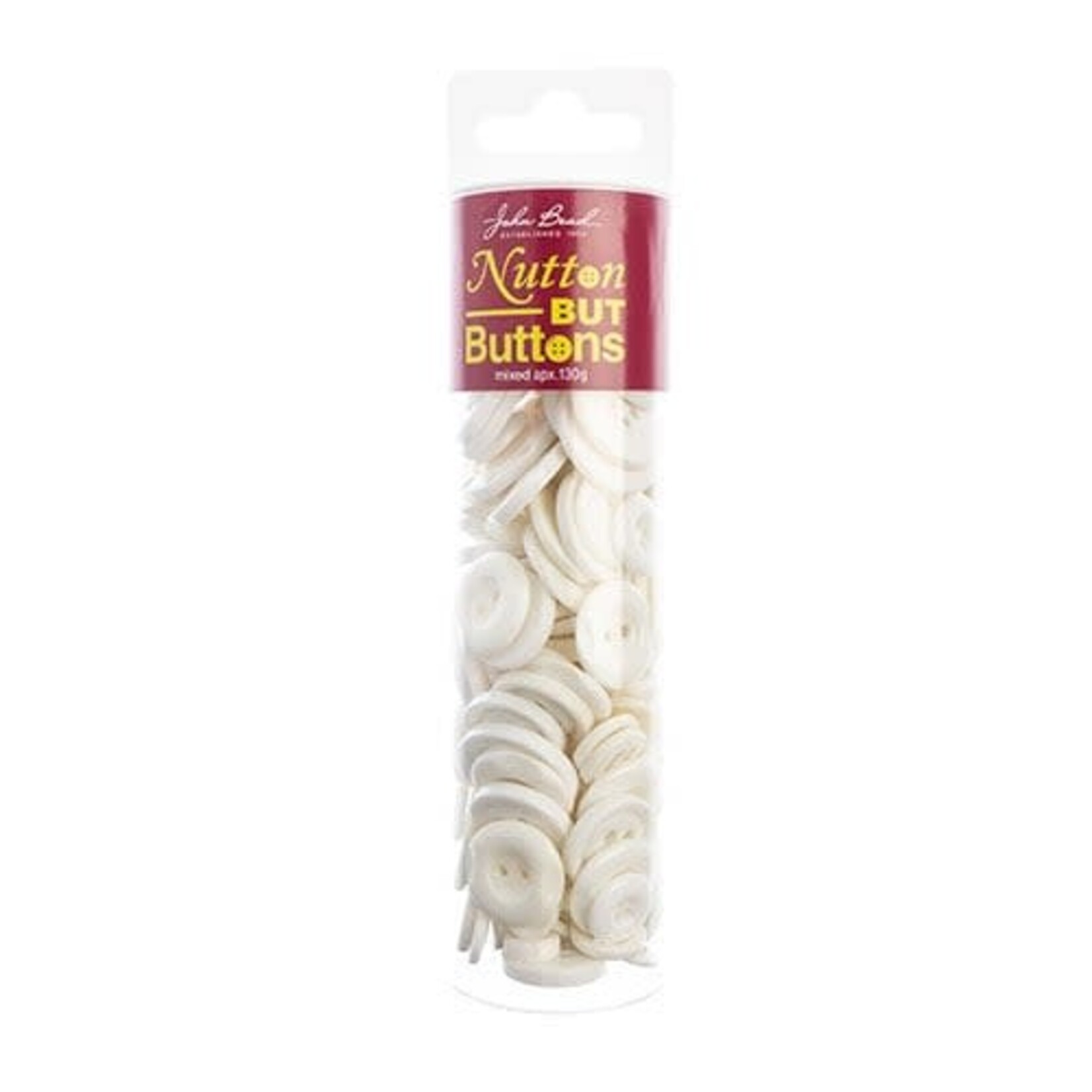 Nutton but Buttons130g Tube Mixed sizes Resin White
