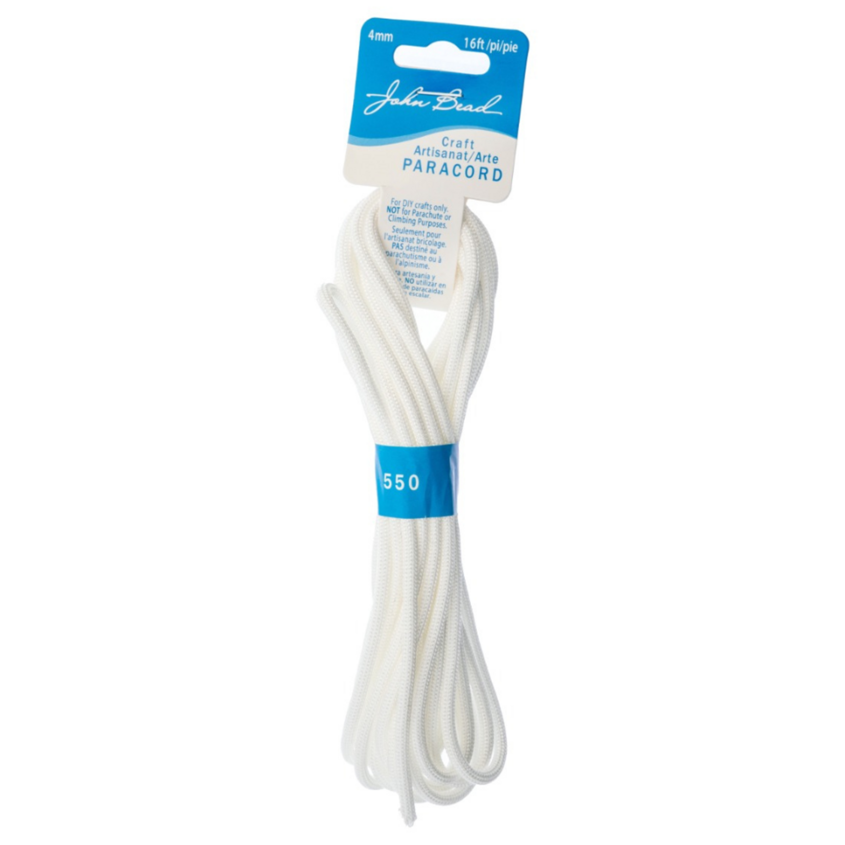 Craft Paracord 16ft 4mm Round  White