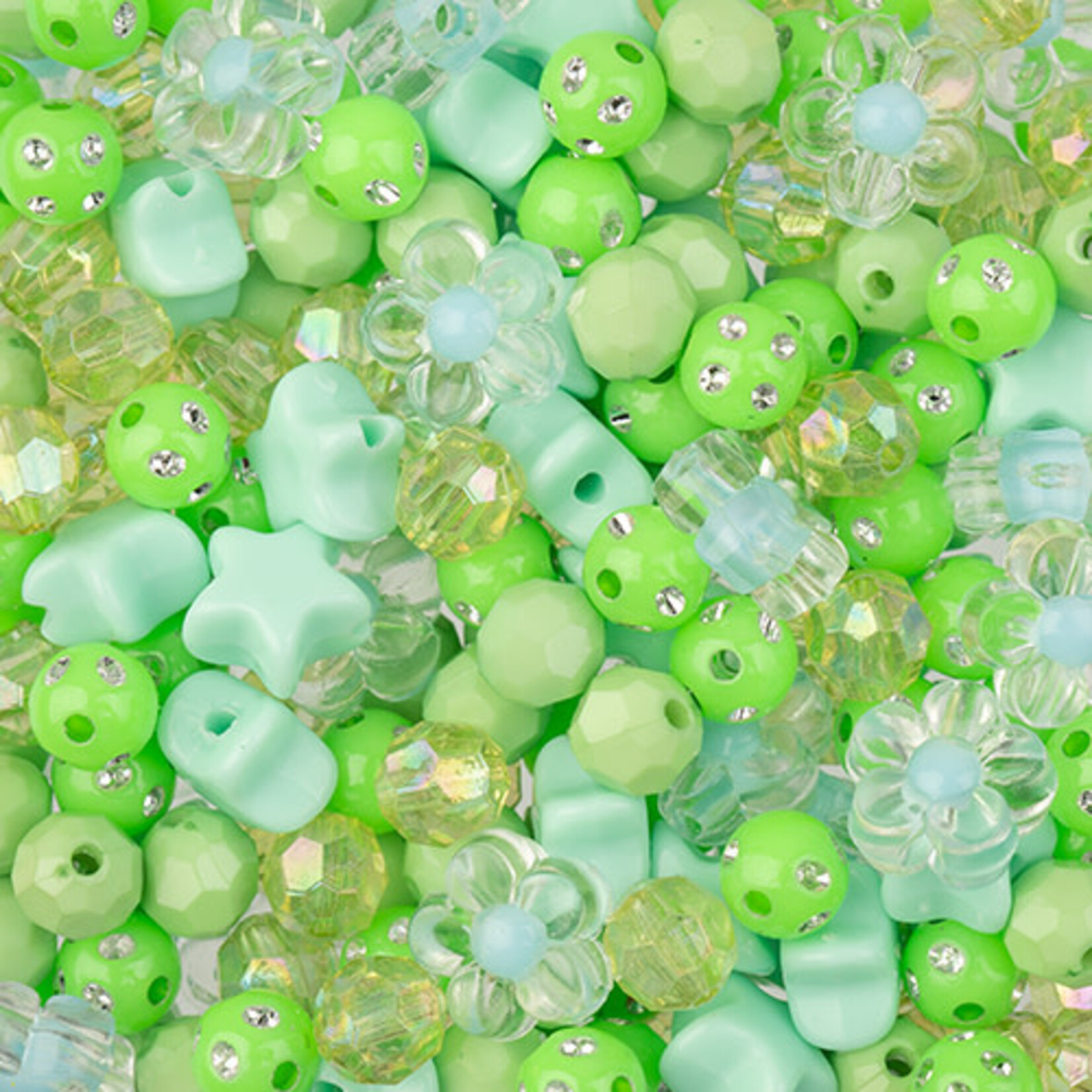 Craft Beads Star Mix 70g (apx 260pcs) Green