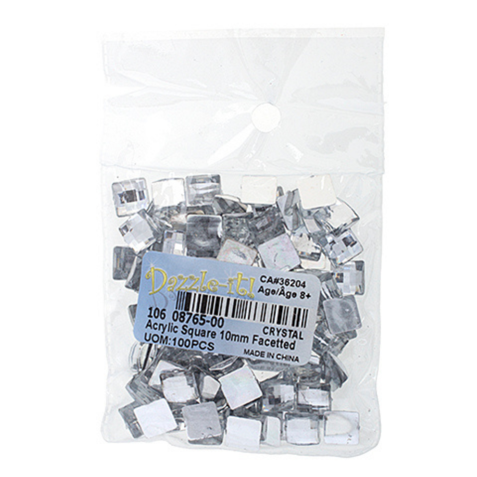 Acrylic Facetted Rhinestone Square (100 Pcs)