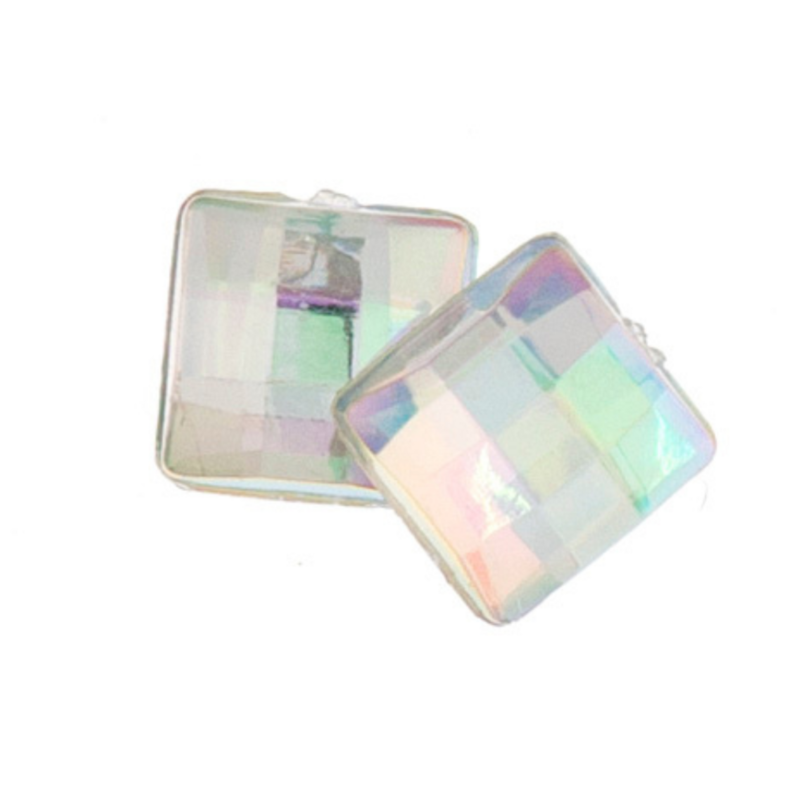 Acrylic Facetted Rhinestone Square 10mm (100 pcs) Crystal AB