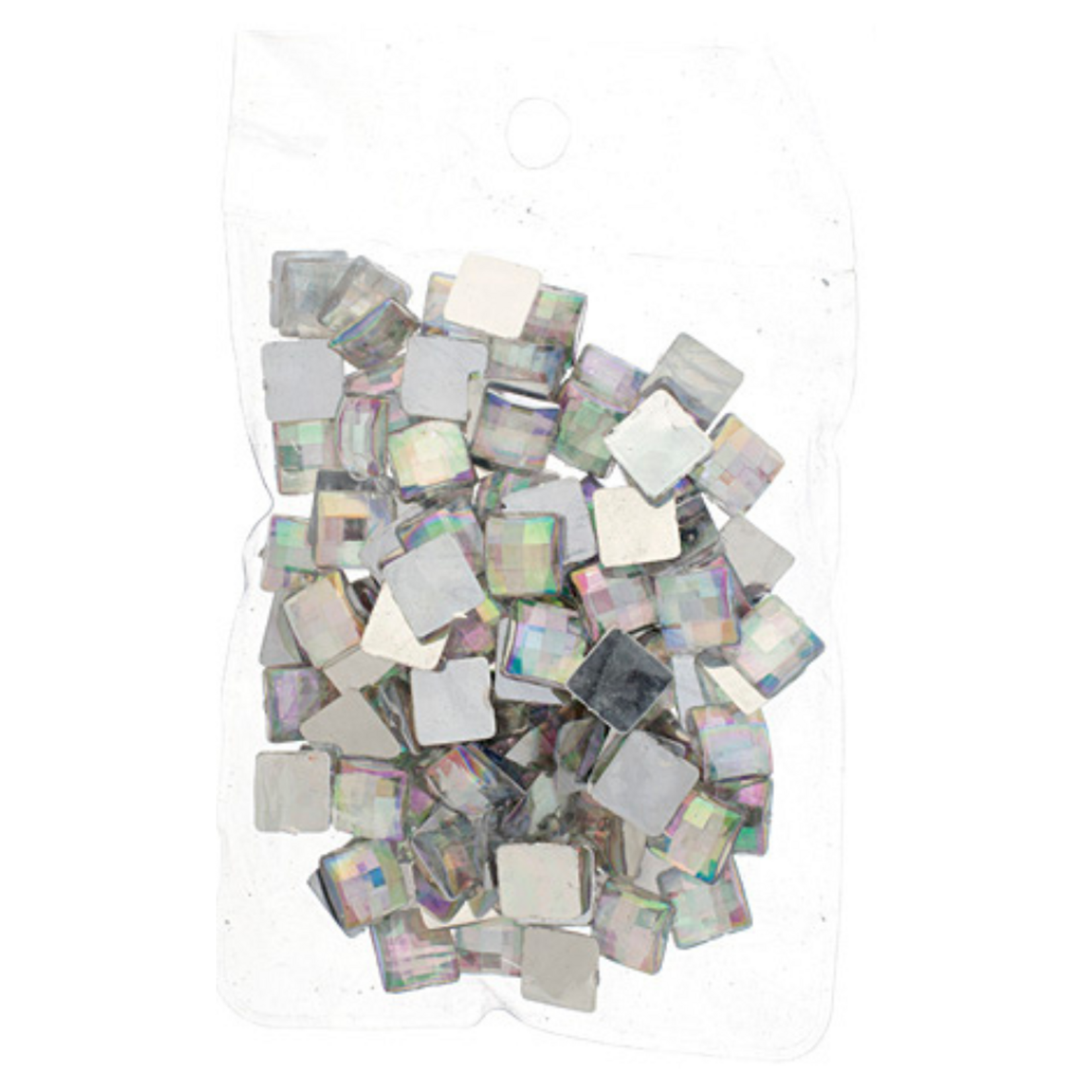 Acrylic Facetted Rhinestone Square 10mm (100 pcs) Crystal AB