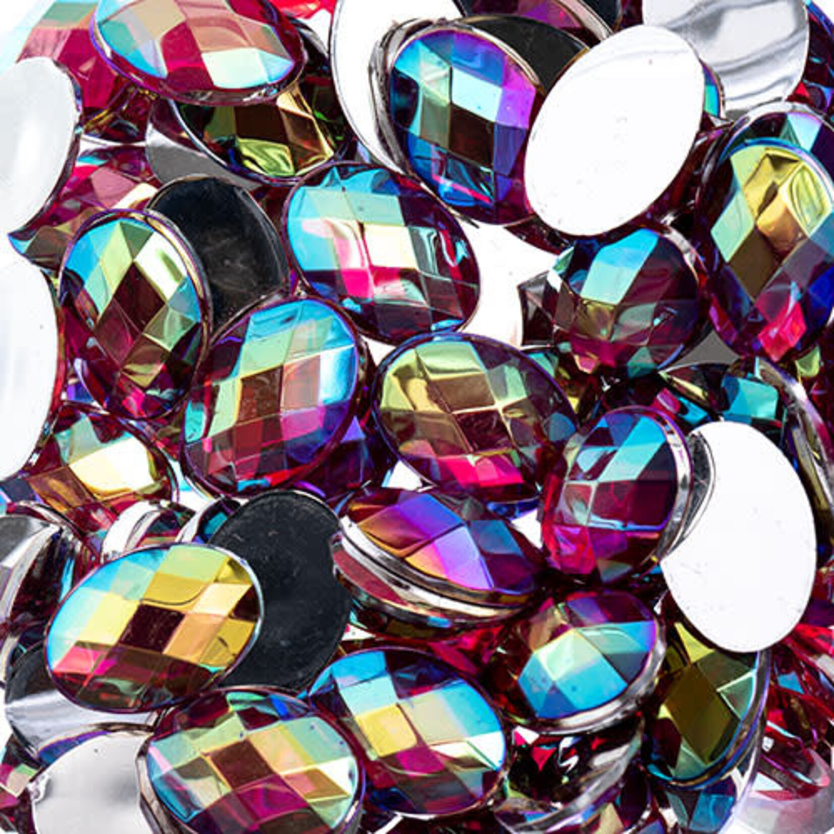 Acrylic Oval Flat Back Rhinestones 10x14mm Fuchsia AB 200pcs