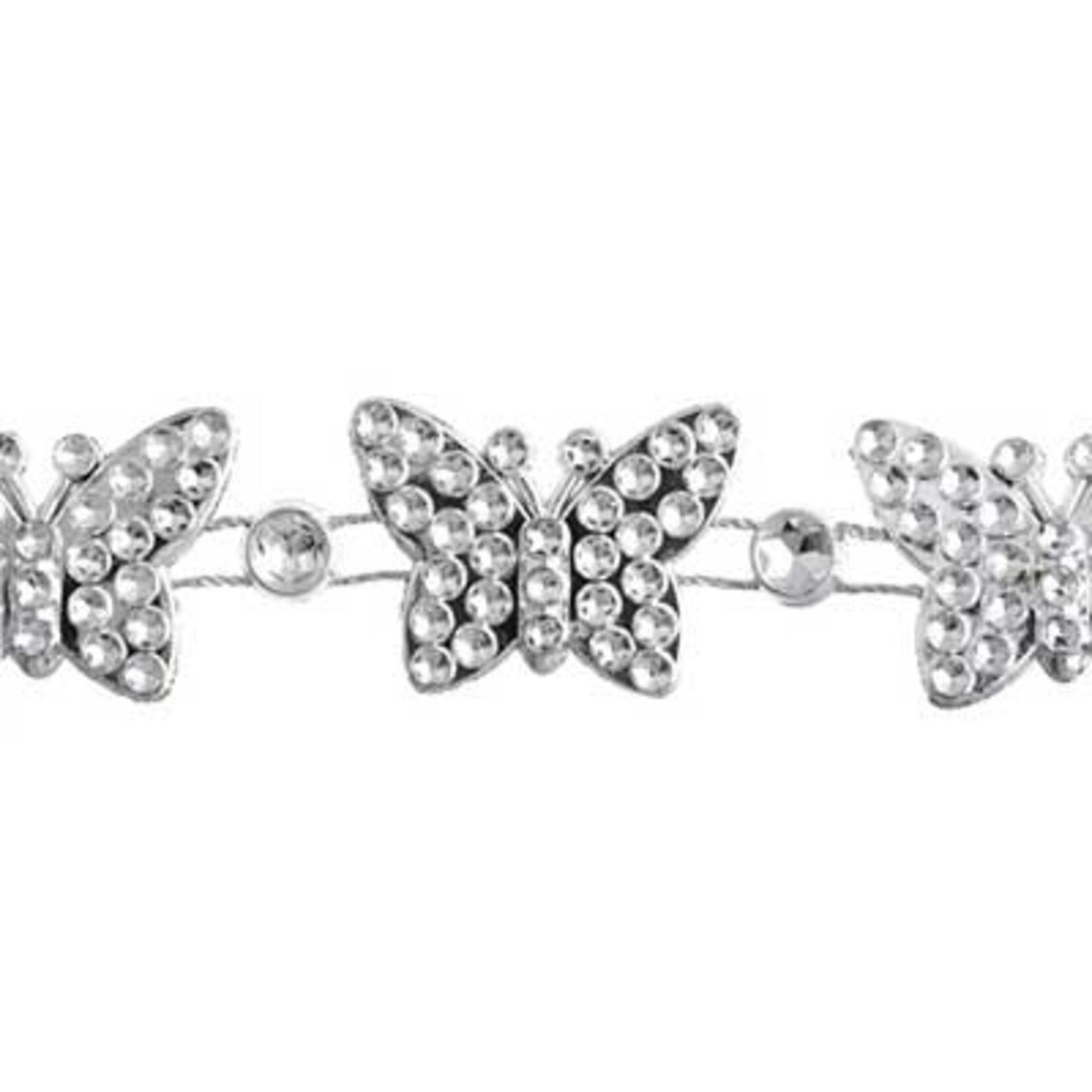 Plastic Trim Diamond cut  Butterfly 19mm Silver