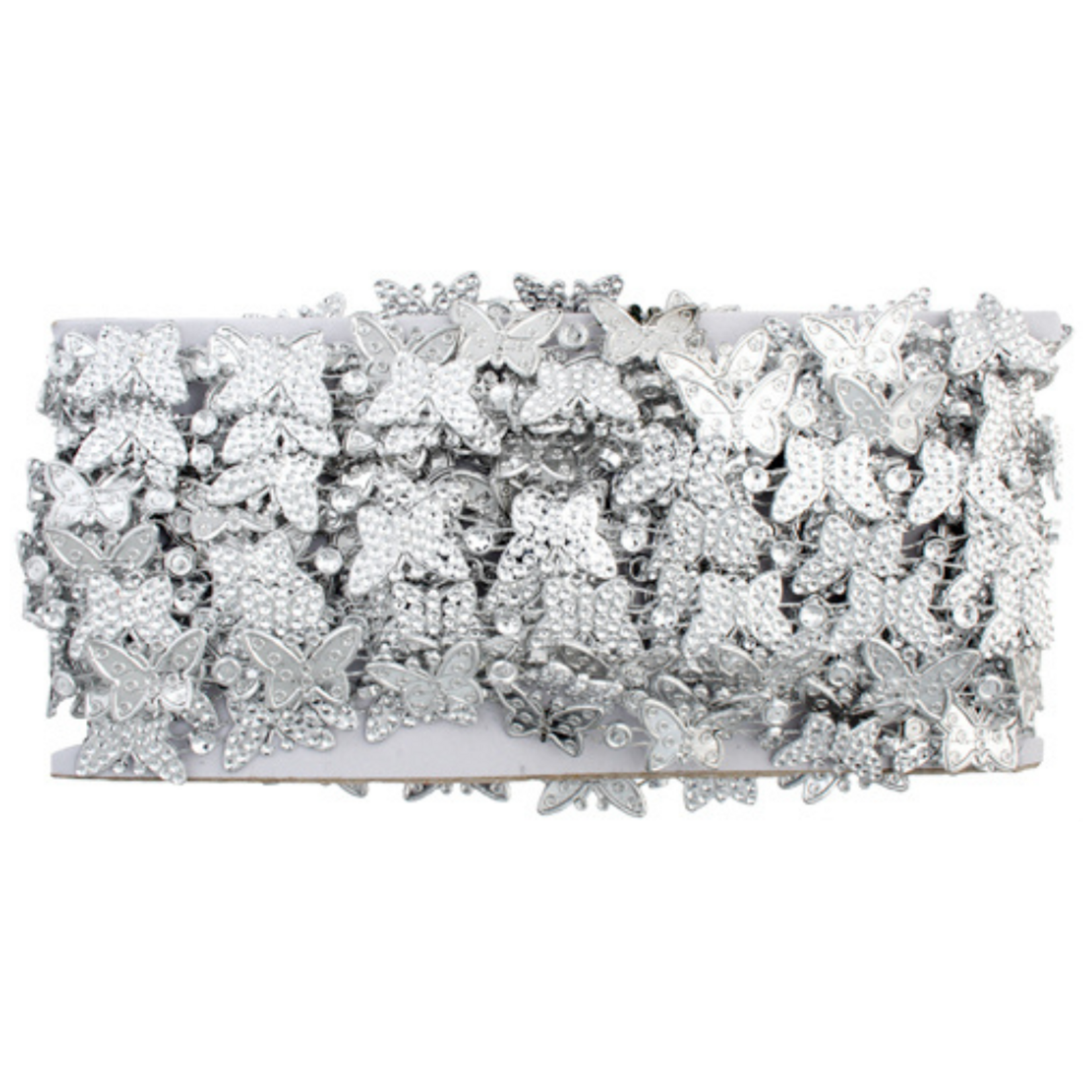 Plastic Trim Diamond cut  Butterfly 19mm Silver