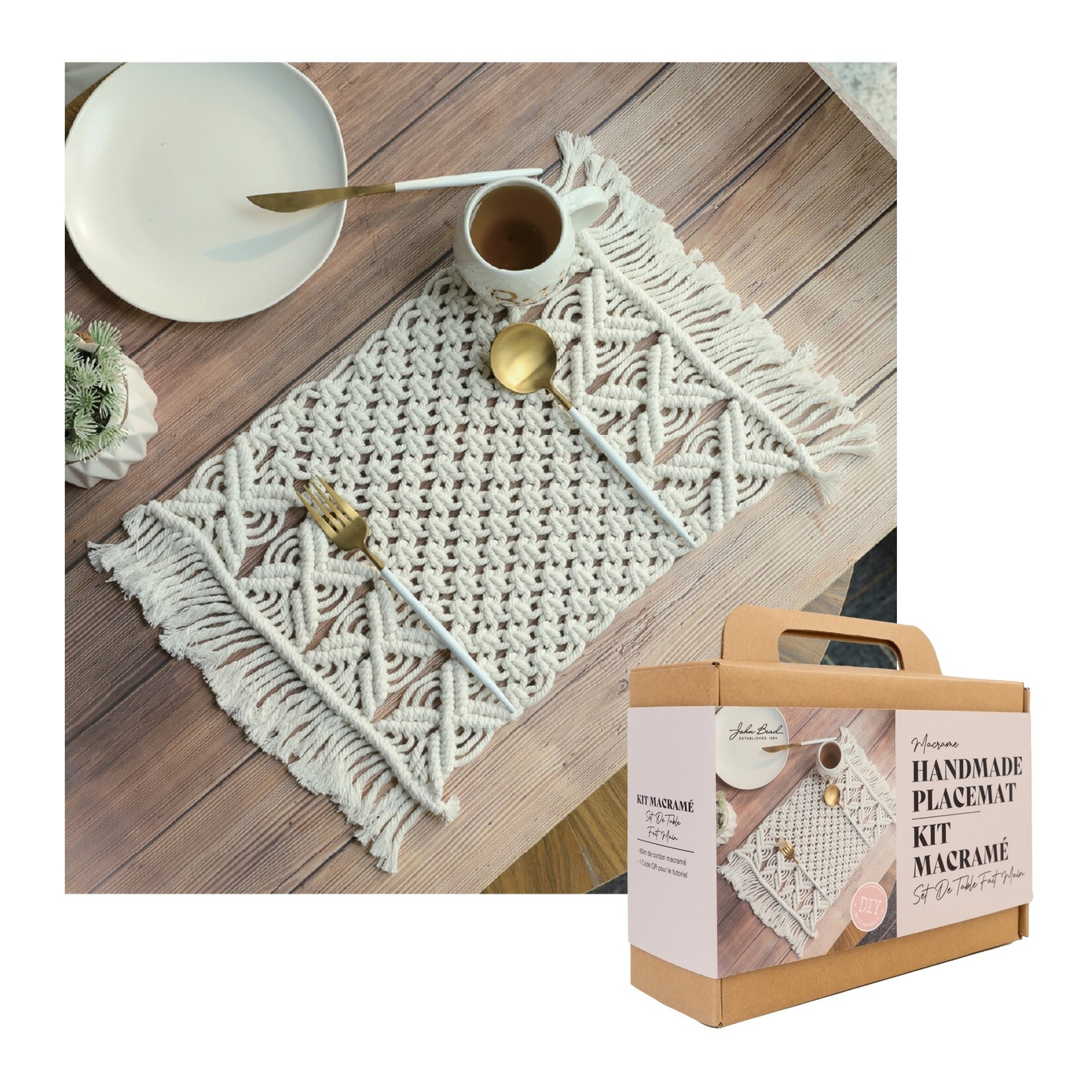 Macrame Handmade Placemat -DIY Kit 2pcs Multicolor