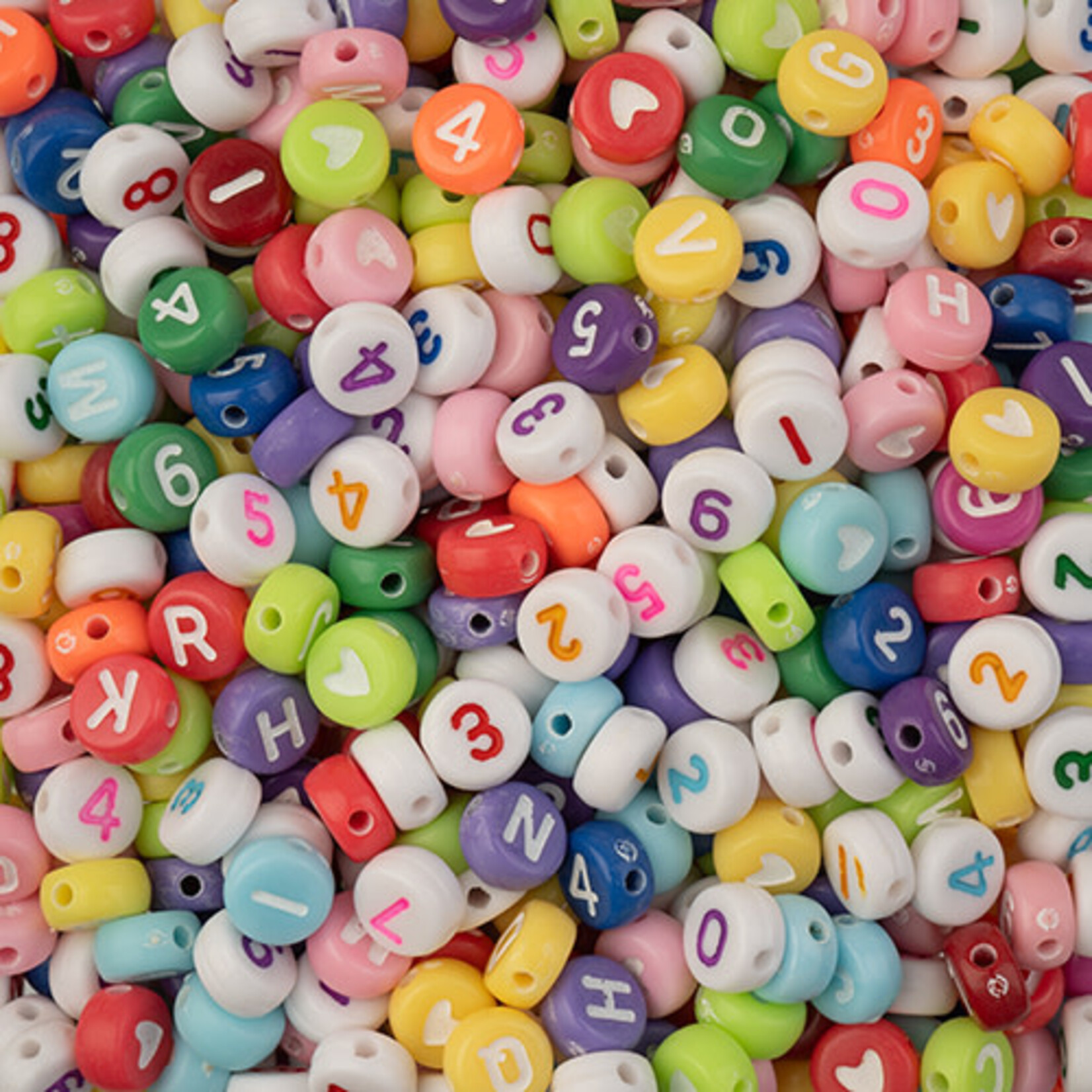 Craft Beads Multi Mix 130g (apx 500pcs) Numbers/Letters Multicolor