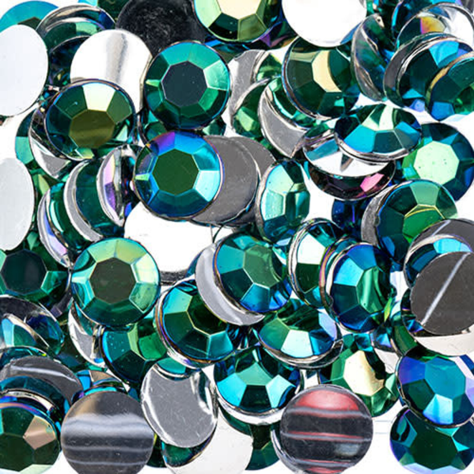 Acrylic Round Flat Back Rhinestones 10mm Green AB 500pcs