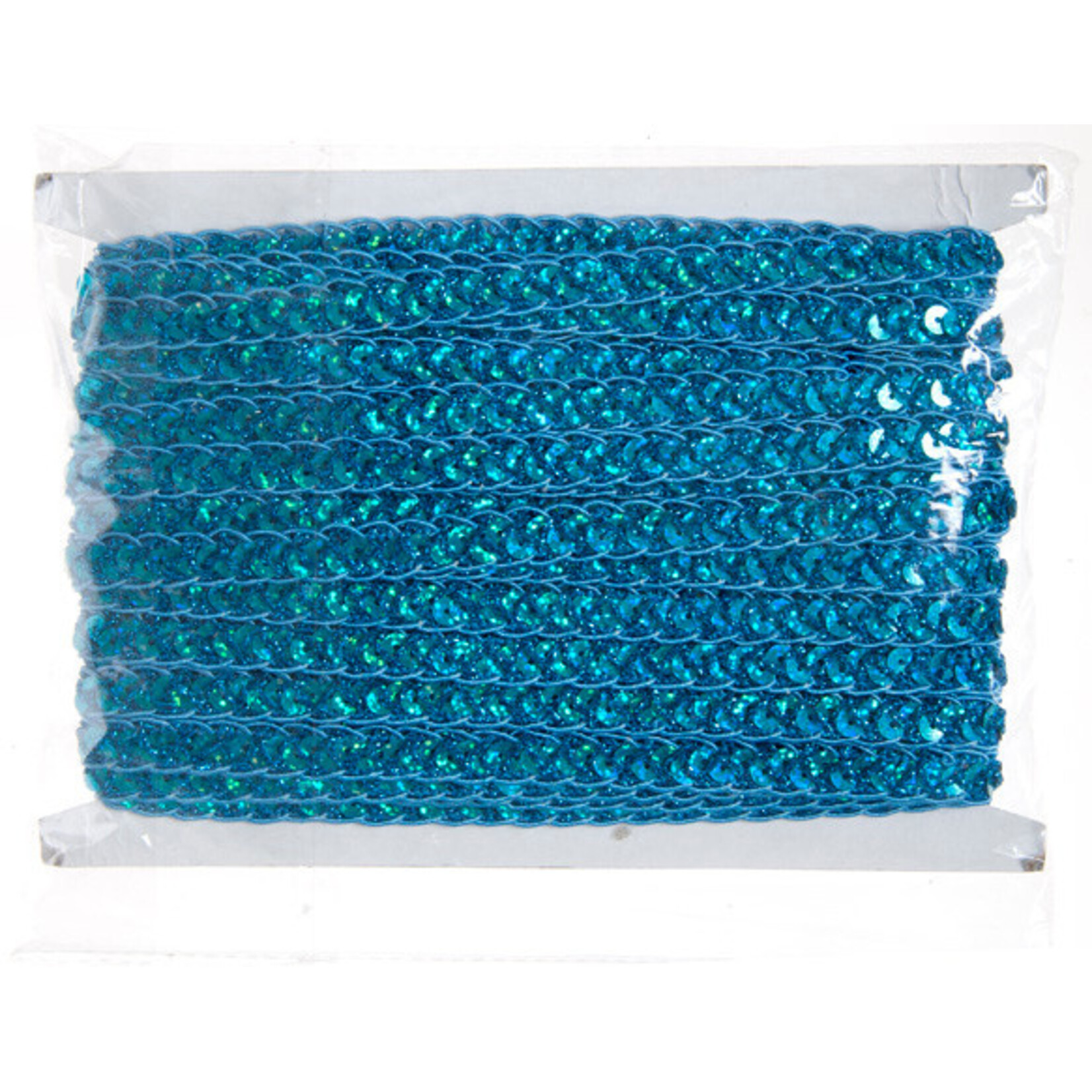 Sequin 6mm Round Trim Aqua Hologram (15mm Wide) apx 20yd