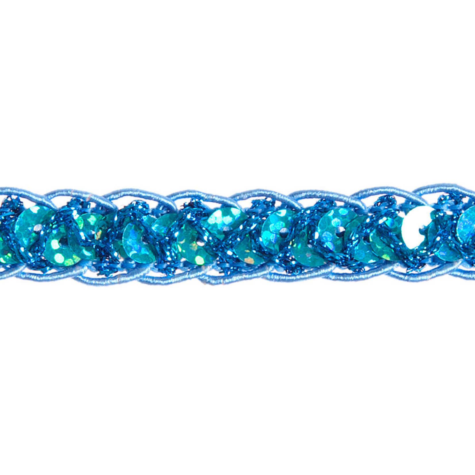 Sequin 6mm Round Trim Aqua Hologram (15mm Wide) apx 20yd