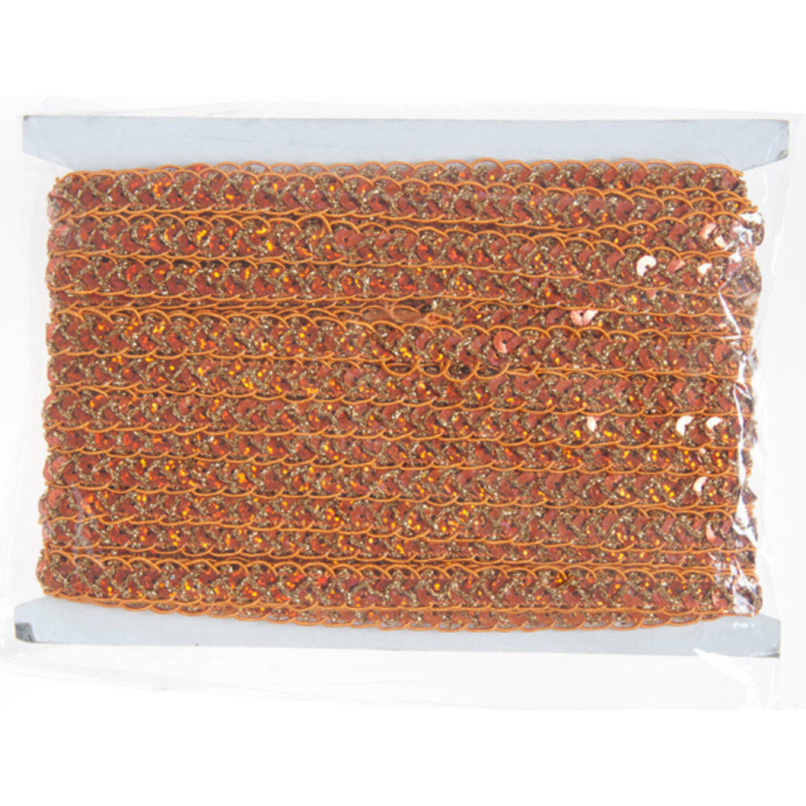Sequin 6mm Round Trim Orange Hologram (15mm Wide) apx 20yd