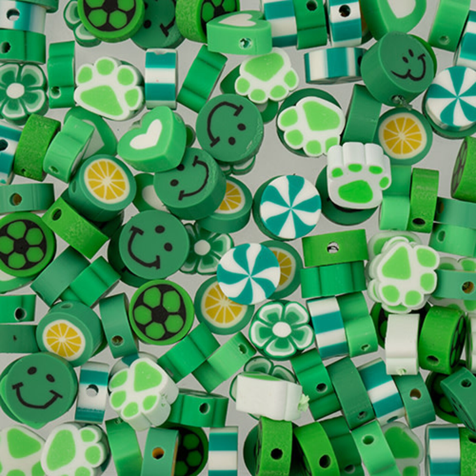 Craft Beads Clay Mix Shapes120pcs Green