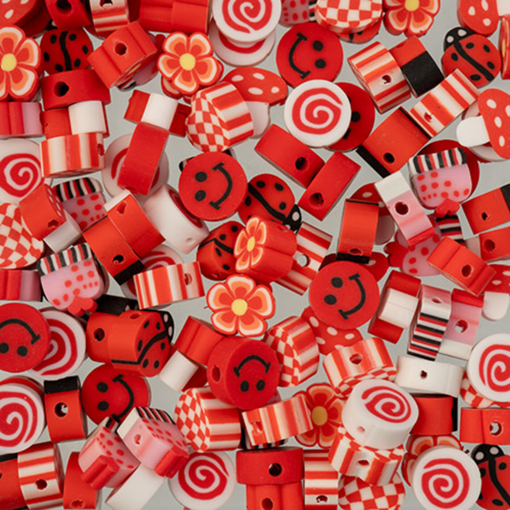 Craft Beads Clay Mix Shapes120pcs Red