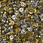 Craft Beads Discs Alphabet 72g (apx 500pcs) Silver and Gold