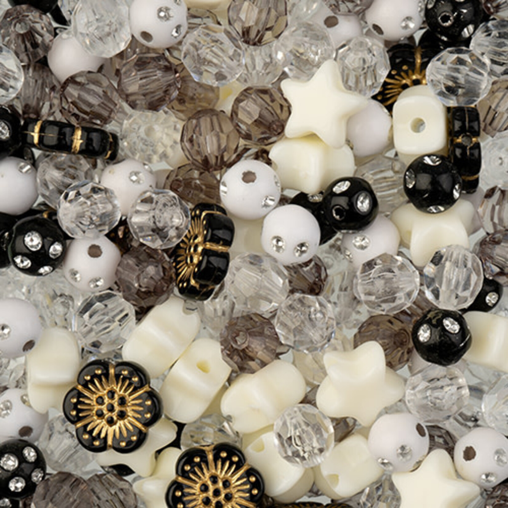 Craft Beads Star Mix 70g (apx 260pcs) Black and White