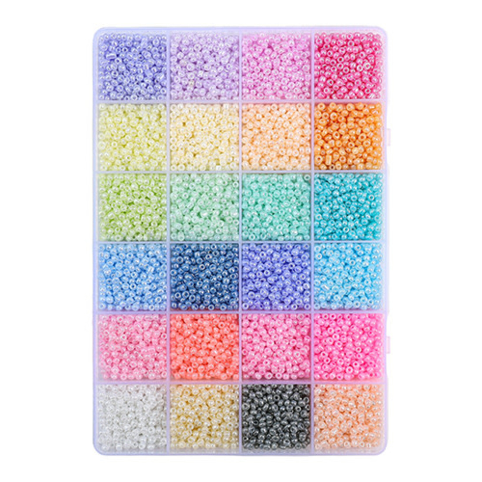 Bead Box - Glass Seed Beads 8/0 apx. 300g 24 Colors Vibrant Pastels