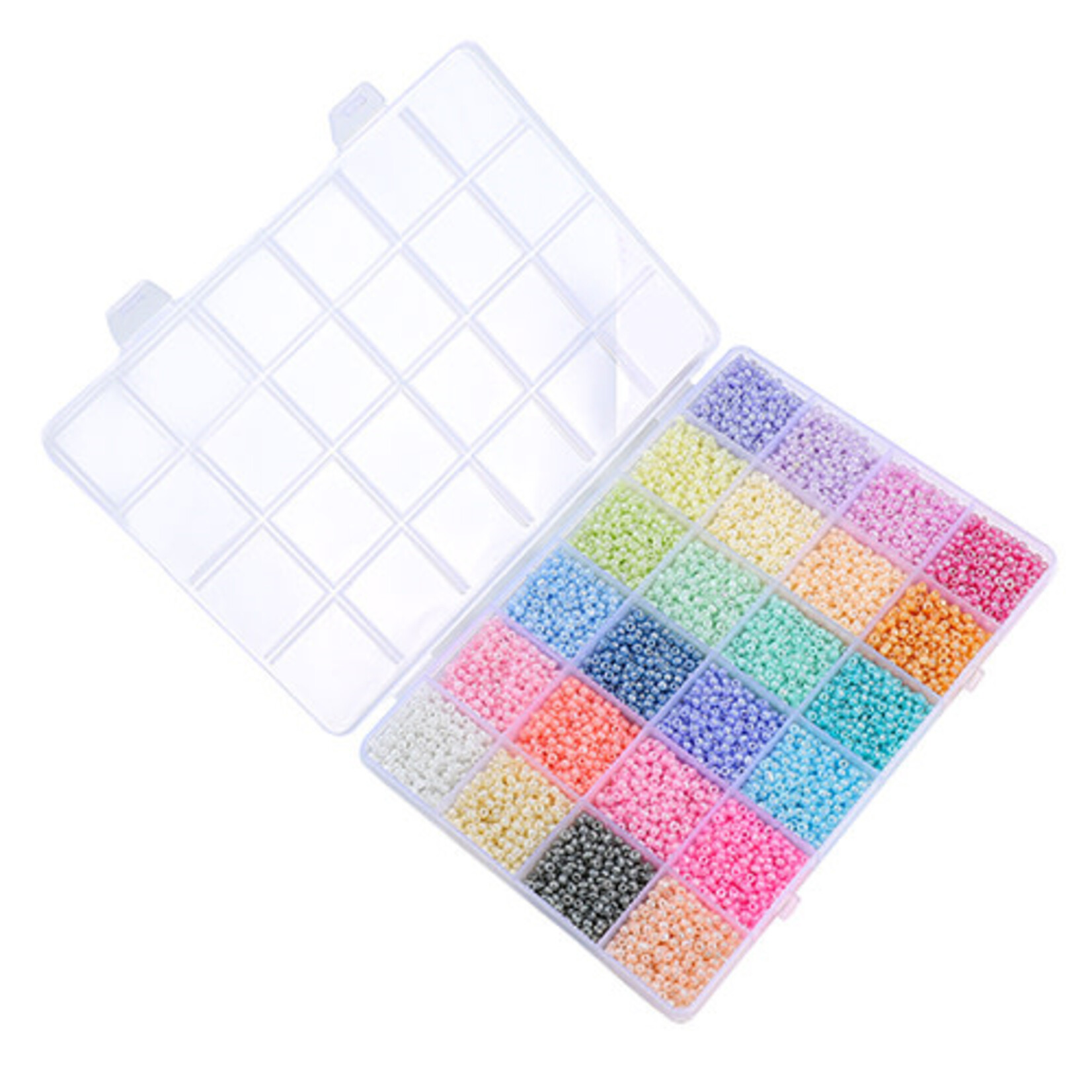 Bead Box - Glass Seed Beads 8/0 apx. 300g 24 Colors Vibrant Pastels