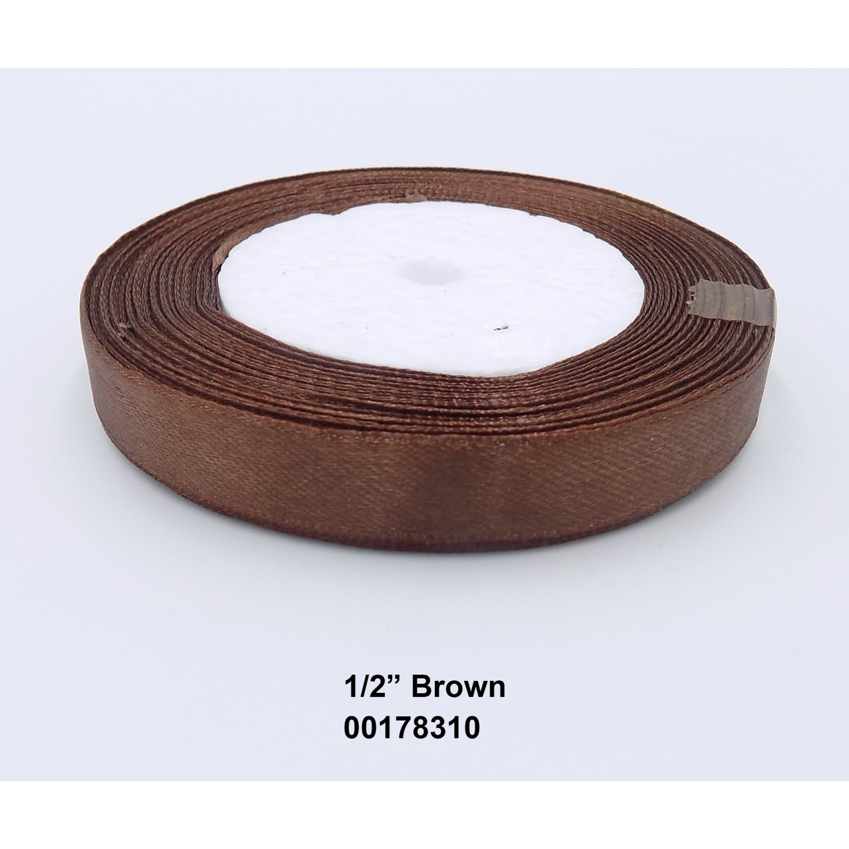 Satin Ribbon 1/2 Inch Roll 50m Brown