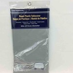 Vinyl Tablecloth 84"  Round -  Silver