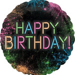 18" MYLAR BALLOON PKG - LETS GLOW CRAZY HBD