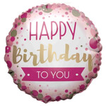 18" ROUND FOIL BALLOON, HBDAY TO YOU PINK & GOLD