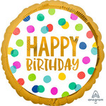 18" MYLAR BALLOON PKG - HAPPY DOTS HBD