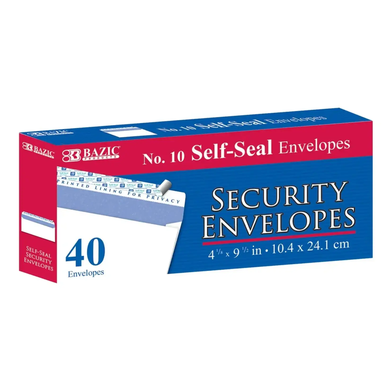BAZIC #10 Self-Seal Security Envelopes (40/Pack)
