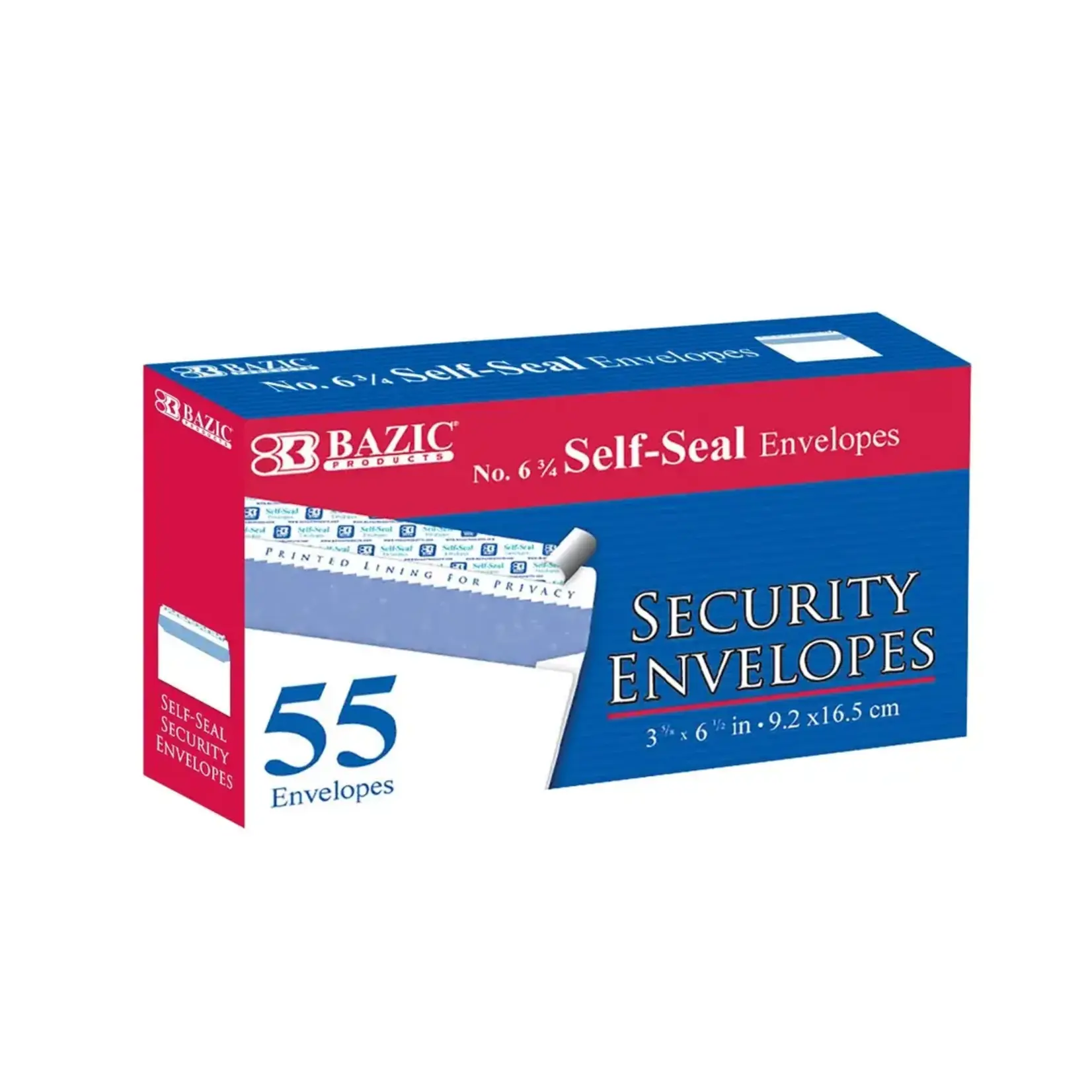 BAZIC #6 3/4 Self-Seal Security Envelopes (55/Pack)