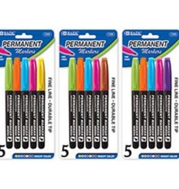 Bright Color Fine Tip Permanent Markers W/Pocket Clip