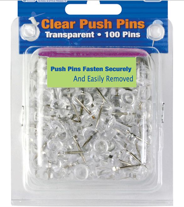Transparency Pin Clear Transparent Push Pins (100/Pk) - Samaroo's Limited
