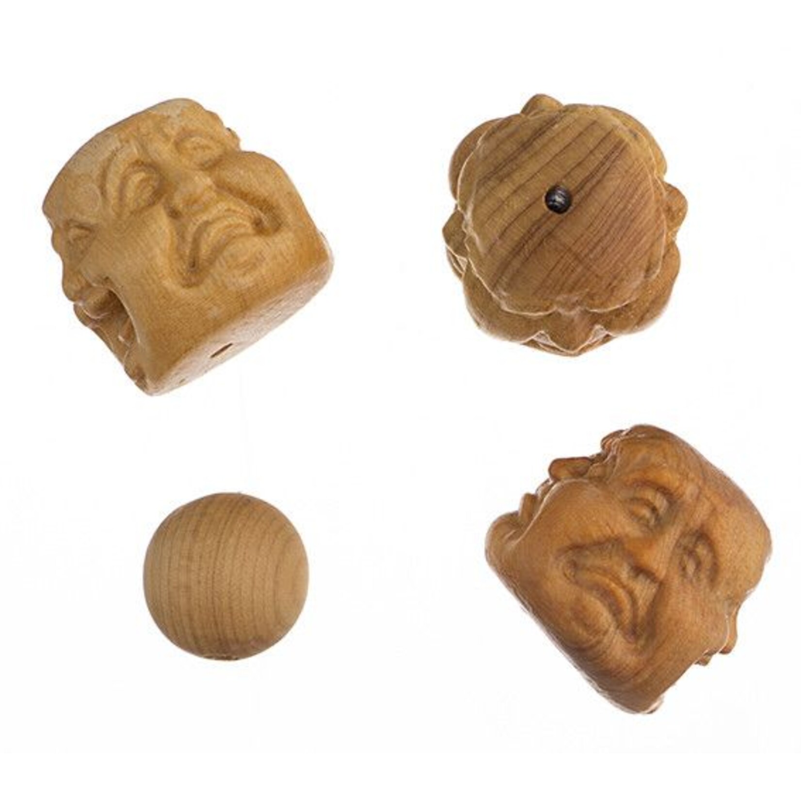 Bead-Carved Buddha Head 3Faces 18X19Mm, 8" - Natural
