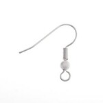Fish Hooks (Brass) 18Mm W/Ball And Spring Silver Lf/Nf(12 Pairs)