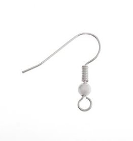 Fish Hooks (Brass) 18Mm W/Ball And Spring Silver Lf/Nf(100 Pieces)