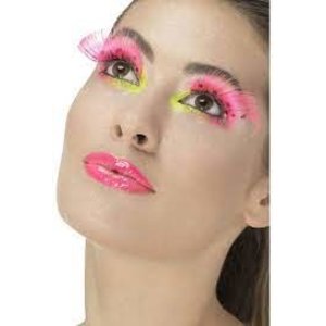 Smiffys 80S POLKA DOT  EYELASHES NEON PINK