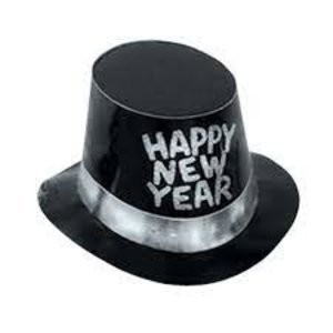 Beistle Co. BLACK HI-HAT W/GLITTERED HNY SILVER