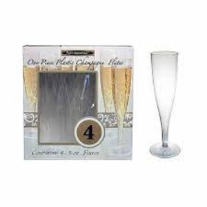 PARTY ESSENTIALS CHAMPAGNE FLUTE CLEAR 4 CT