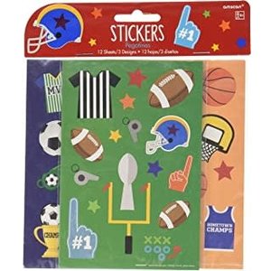 Amscan ASSORTED SPORTS STICKERS - 12 SHEETS