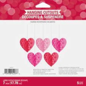 Creative Converting Valentine Hearts Hanging Cutouts w/ Honeycomb