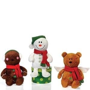 FIESTA TOYS 11IN CHRISTMAS ANGEL BEAR, SNOWMAN, GINGERBREAD PLUSH