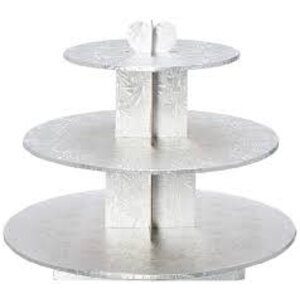 ENJAY 3-TIER SILVER CUP CAKE STAND