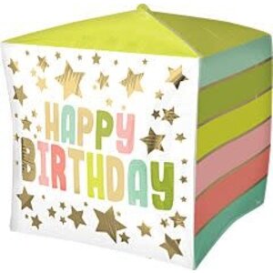 Anagram 15IN HBDAY GOLD STARS/COLOR CUBEZ