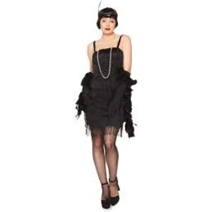 20's BLACK FLAPPER DRESS S