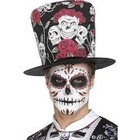 Smiffys DAY OF THE DEAD SKULL & ROSE TOP HAT