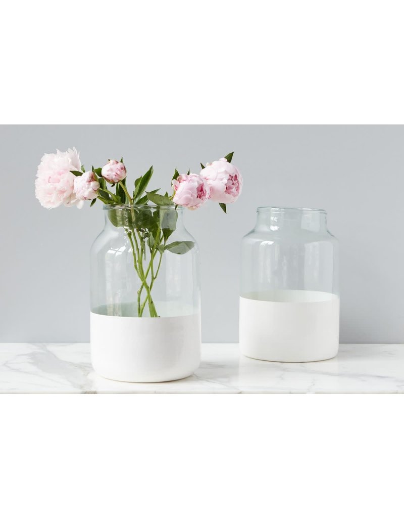 White Colorblock Mason Jar - Medium