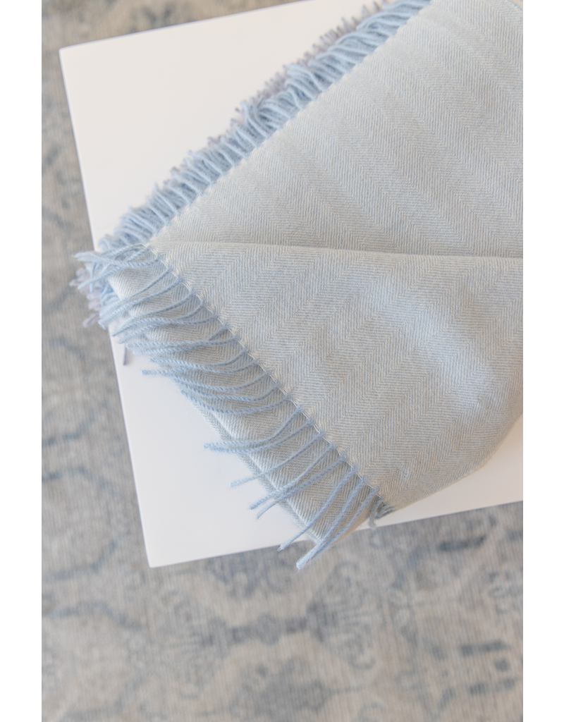 Herringbone Alpaca Throw - Ice Blue