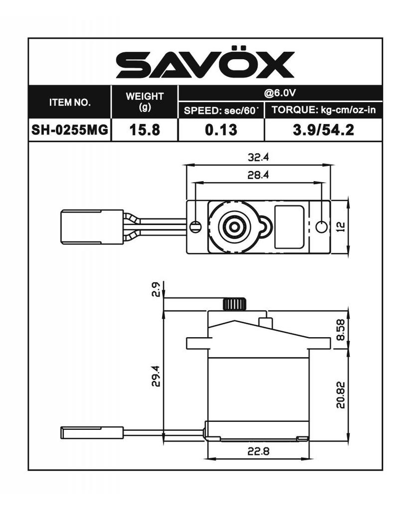 SAVOX SAVSH0255MG MICRO DIGITAL .13/54 @6V SERVO