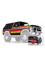 TRAXXAS TRA8010X BODY, FORD BRONCO, COMPLETE (BLACK) (INCLUDES FRONT AND REAR BUMPERS, PUSH BAR, REAR BODY MOUNT, GRILL, SIDE MIRRORS, DOOR HANDLES, WINDSHIELD WIPERS, SPARE TIRE MOUNT, RED AND SUNSET DECALS) (REQUIRES #8072 INNER FENDERS)
