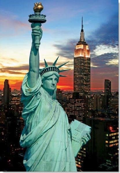 TOM100-343 THE STATUE OF LIBERTY NY CITY USA 1000 PCS PUZZLE GLOW IN THE DARK
